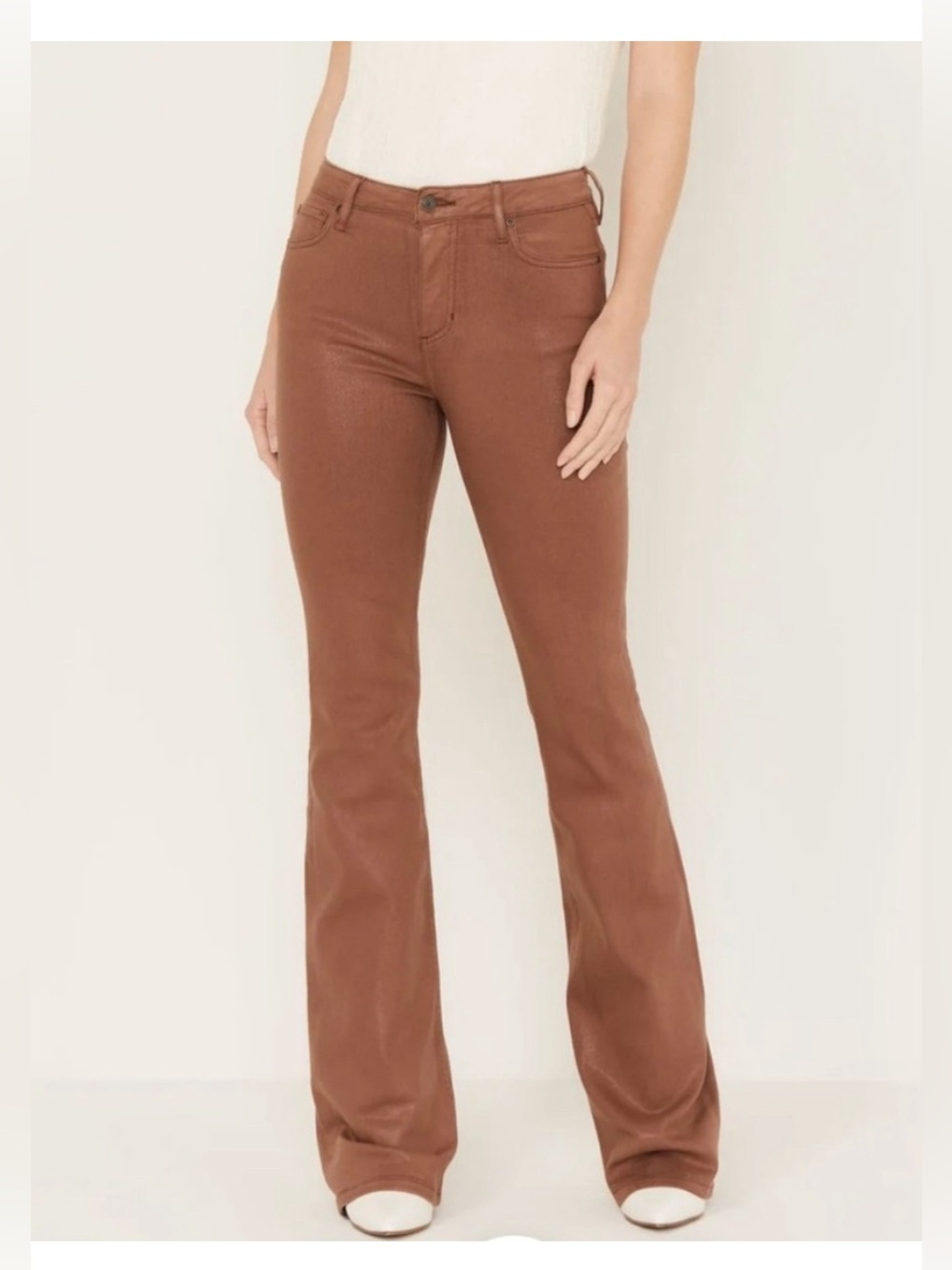 Idyllwind Women’s Gypsy High Rise Coated Bootcut Jeans Brown 6 34L NWOT